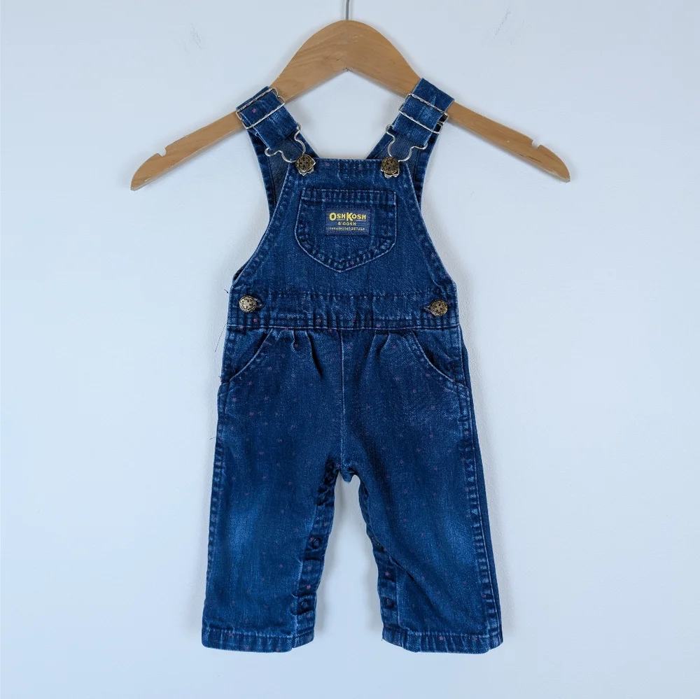 Vintage OshKosh B'gosh Faint Polka Dot Pattern Baby Vestbak Overalls
